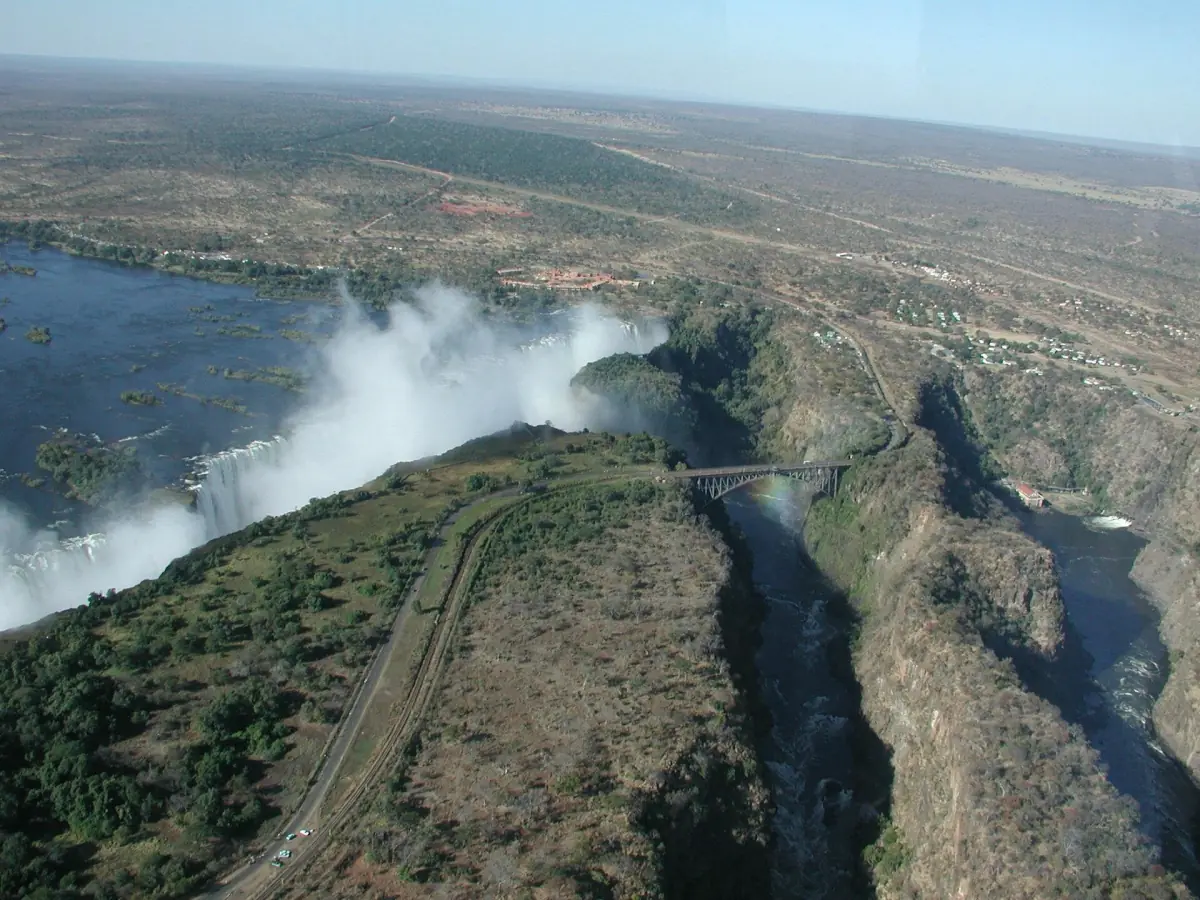 Victoria Falls seen from a helicopter
