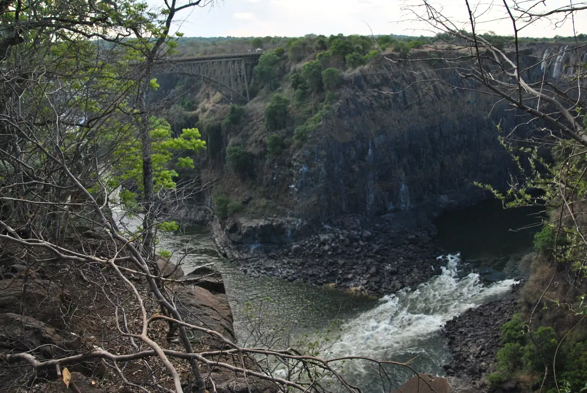 The Zambezi River in its gorge below the falls